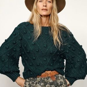 PRICE DROP Anthropologie Evergreen pommel sweater the cutest